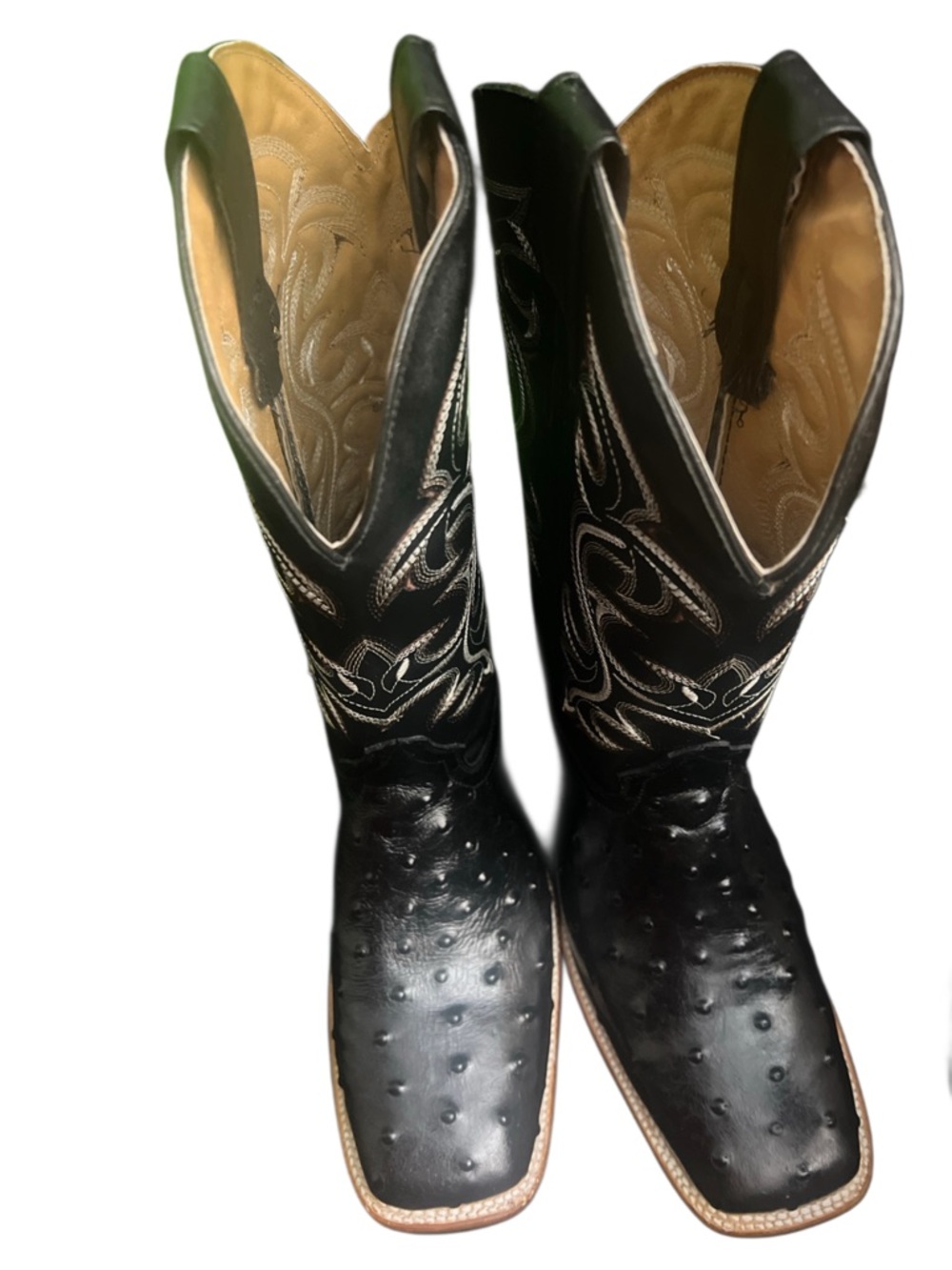 New  Black Leather Cowboy Boots